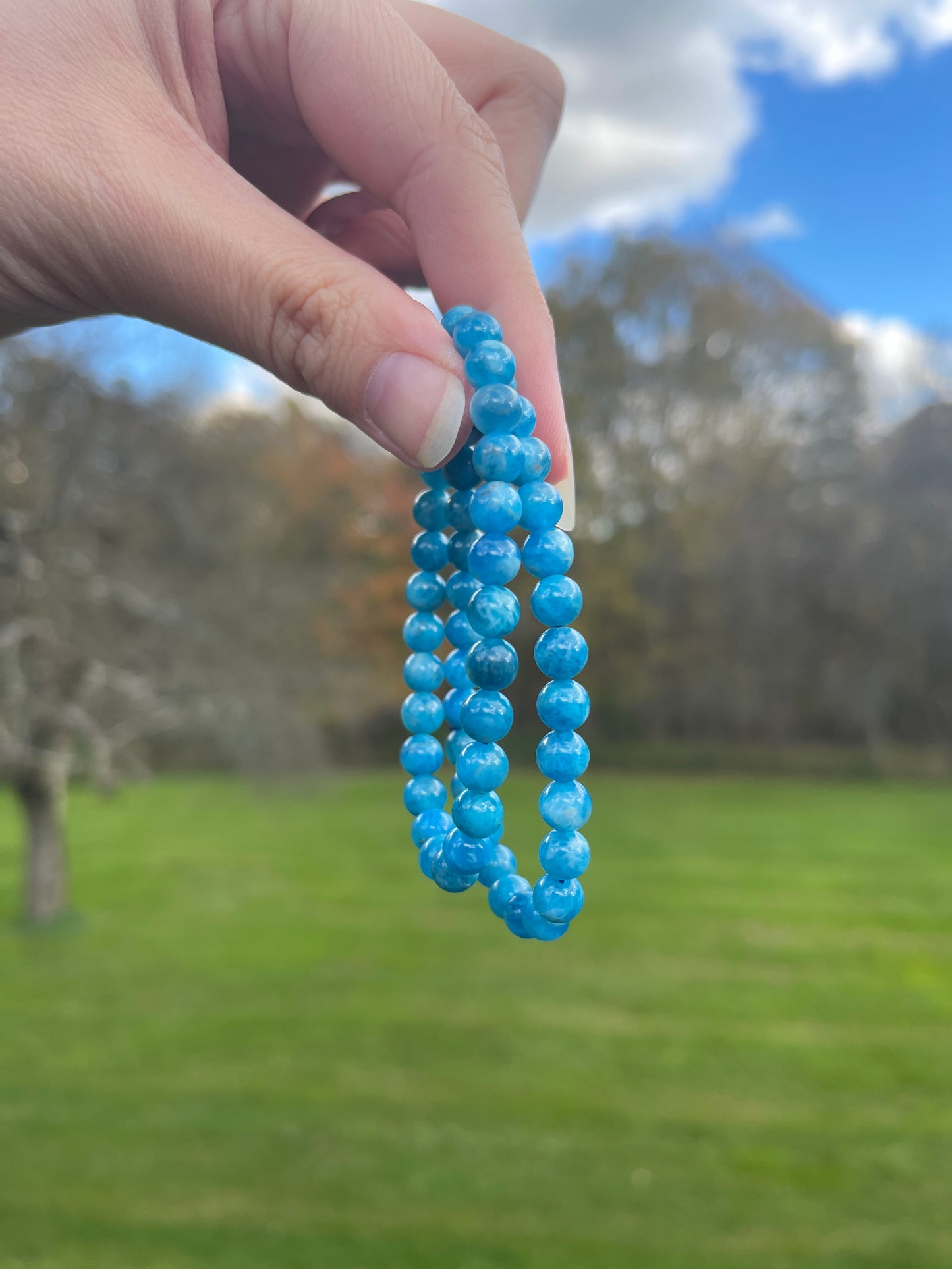 Blue Apatite Bracelet | Throat Chakra, Emotional Balance, Meditation