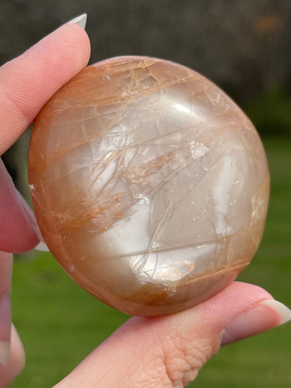 Flashy Peach Moonstone Palmstone