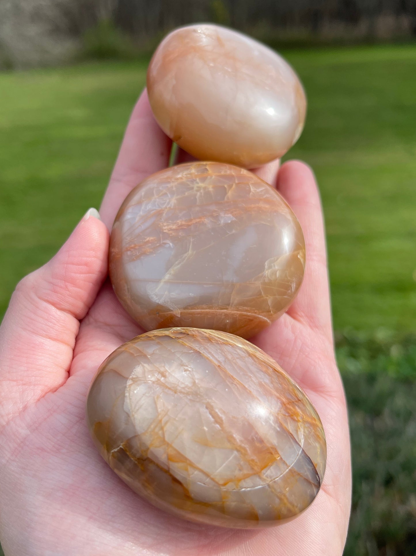 Flashy Peach Moonstone Palmstone