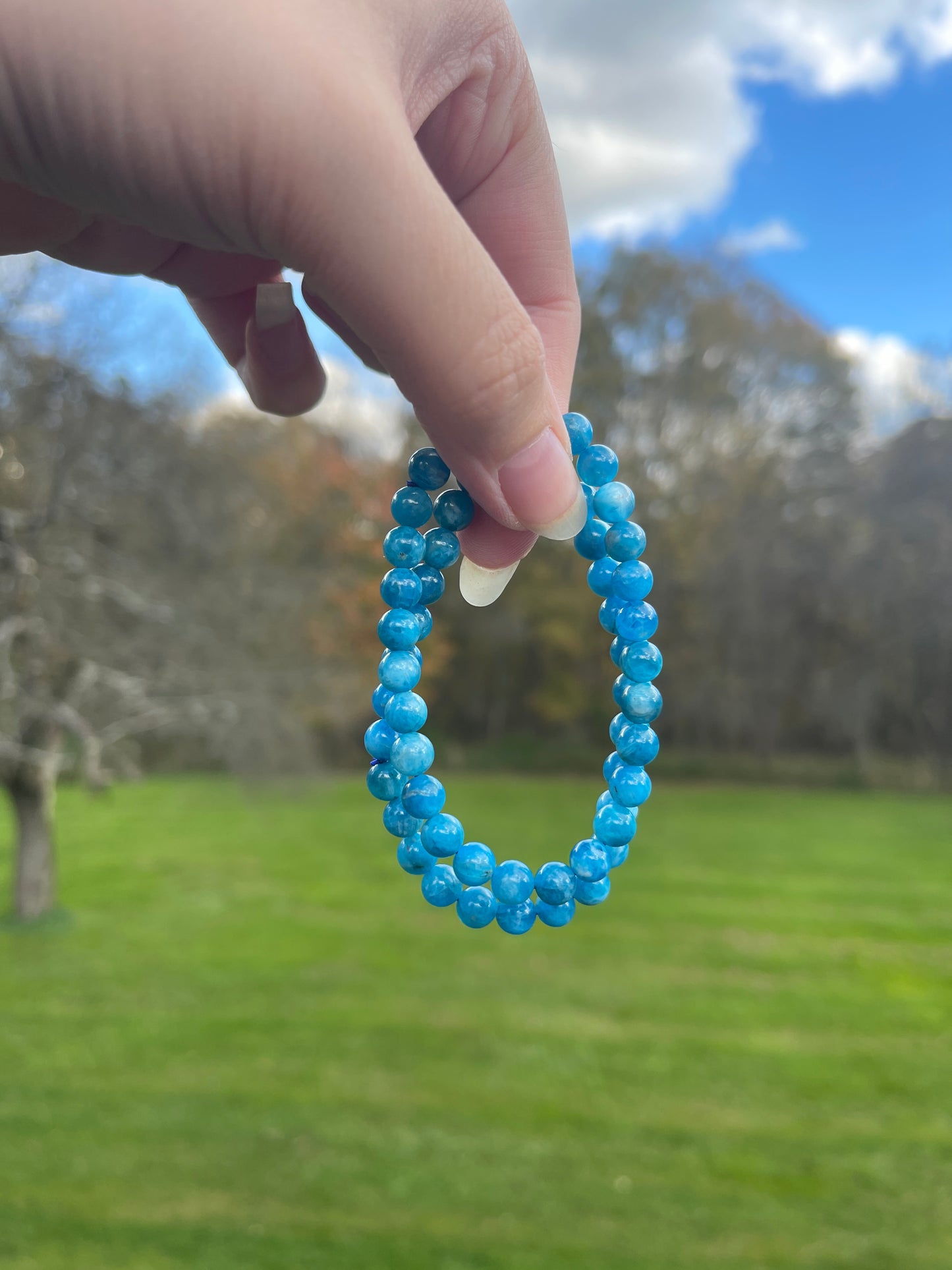 Blue Apatite Bracelet | Throat Chakra, Emotional Balance, Meditation