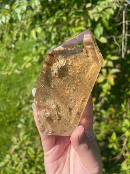 Genuine Natural Citrine from Brazil with Fire Quartz for Manifestation, Protection & Confidence