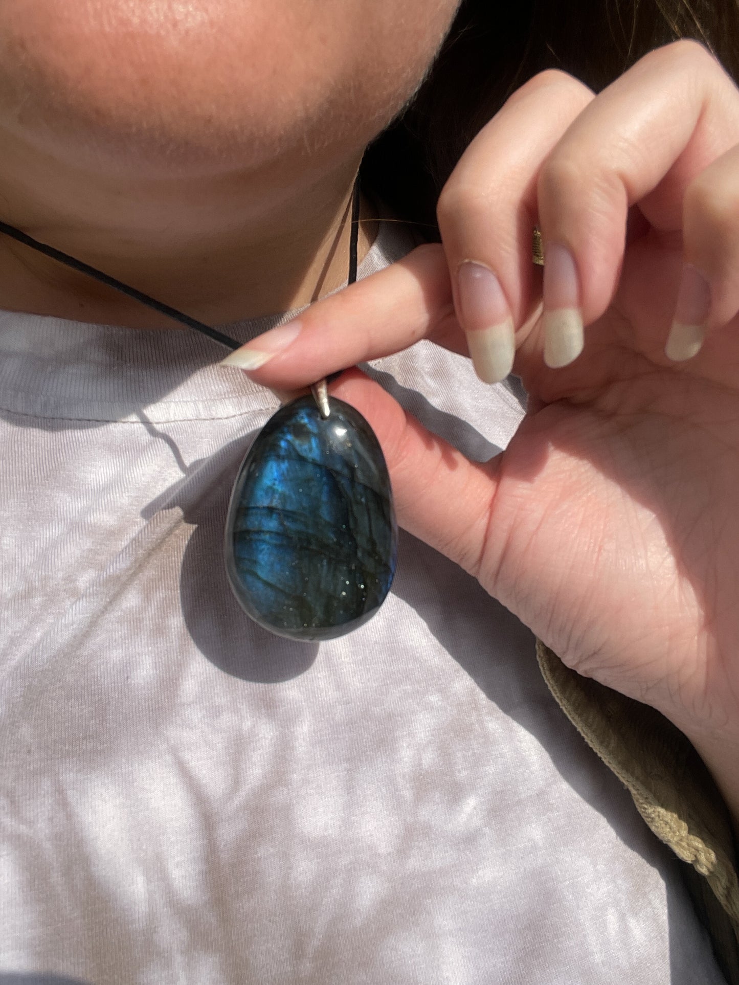 Blue Flash Labradorite Pendant Necklace for Energetic Protection