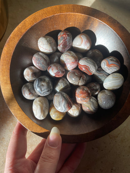Mexican Lace Agate Tumbled Stone- Grounding & Energy Cleansing
