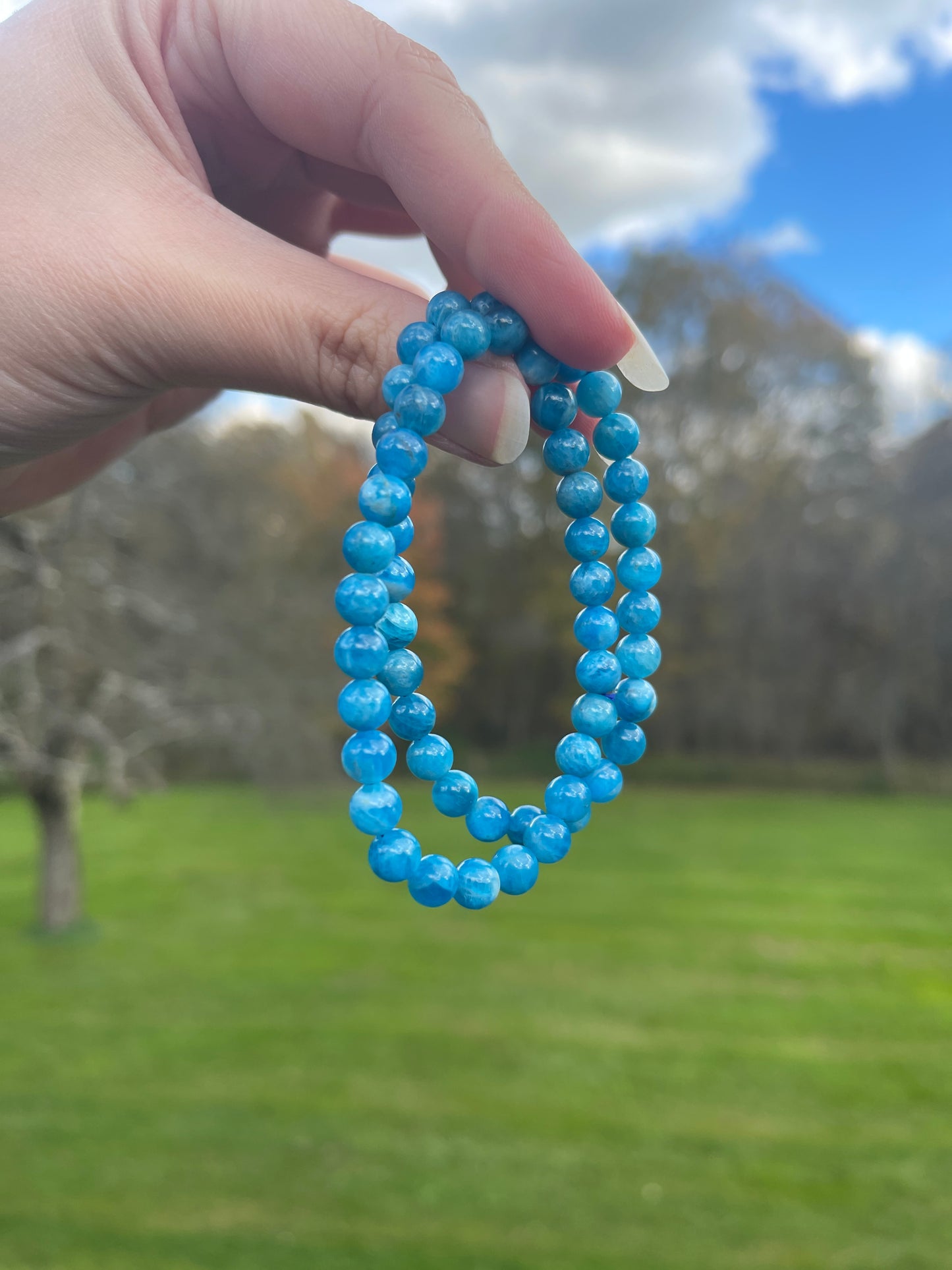 Blue Apatite Bracelet | Throat Chakra, Emotional Balance, Meditation