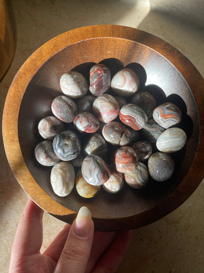Mexican Lace Agate Tumbled Stone- Grounding & Energy Cleansing