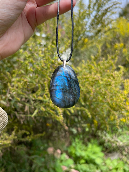 Blue Flash Labradorite Pendant Necklace for Energetic Protection