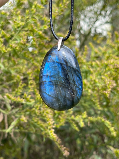 Blue Flash Labradorite Pendant Necklace for Energetic Protection