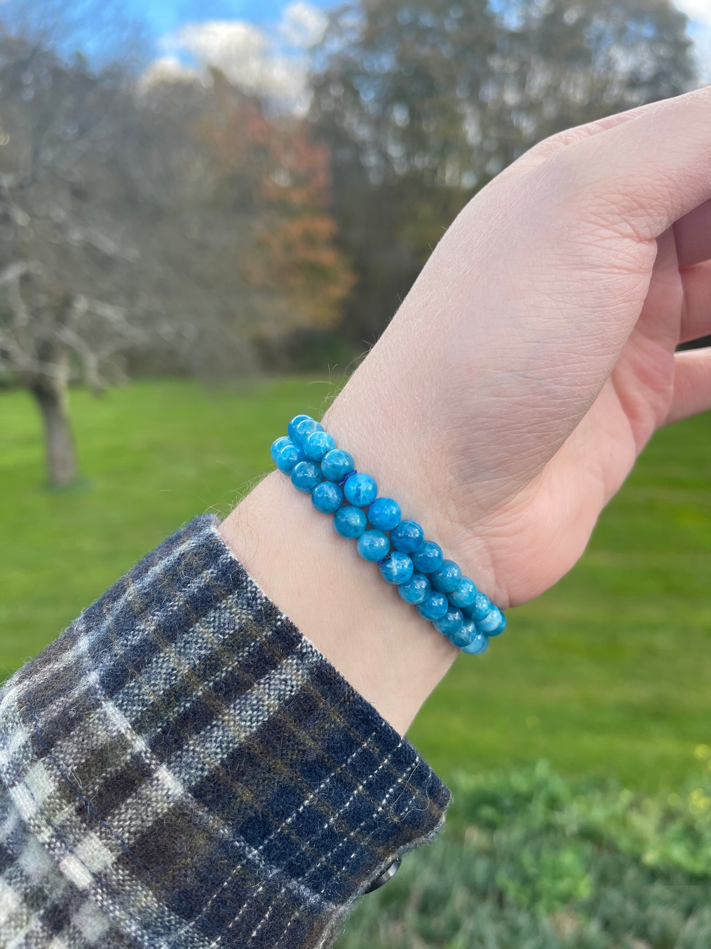 Blue Apatite Bracelet | Throat Chakra, Emotional Balance, Meditation