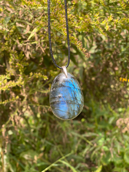 Blue Flash Labradorite Pendant Necklace for Energetic Protection